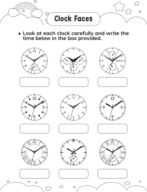 Time Learning Work Sheets